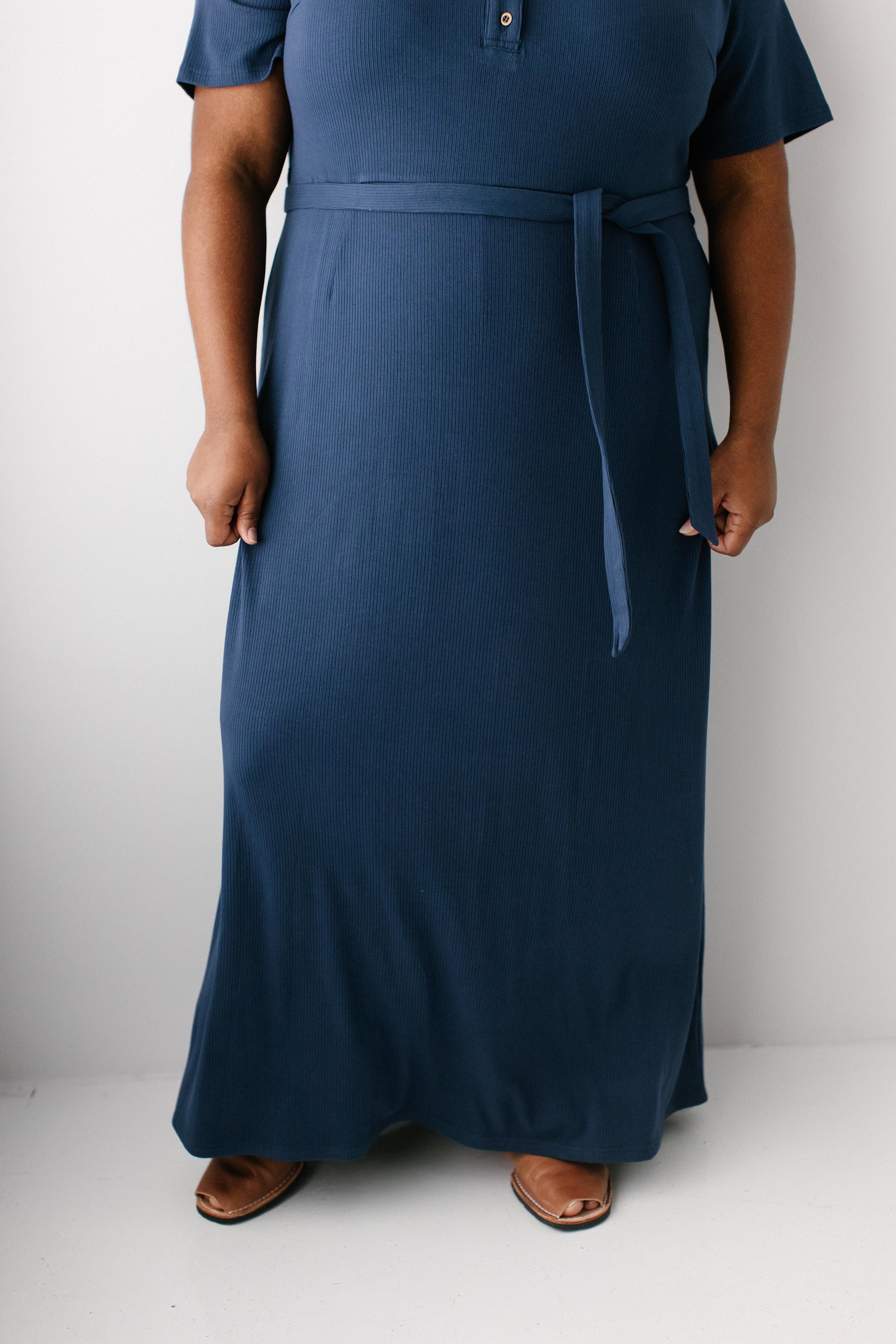 Kate Ribbed Knit Maxi Dress Dark Navy / 2X