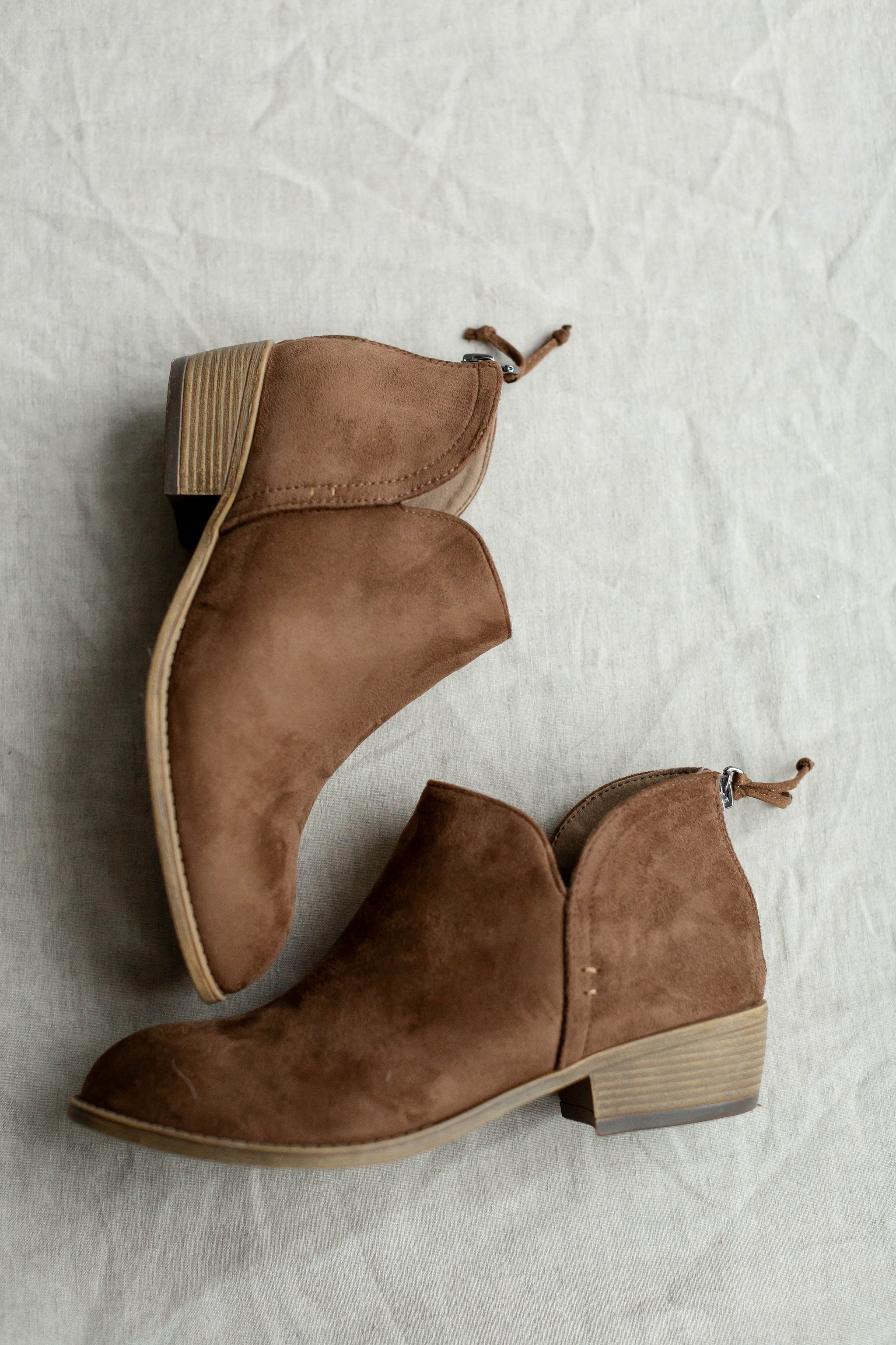 Rhode Low Heel Suede Ankle Boots in Deep Taupe The Main Street Exchange