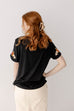 'Aubrey' Embroidered Sleeve Top in Black