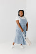 Plus 'Asher' Tiered Overall Dress in Dusty Blue