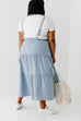Plus 'Asher' Tiered Overall Dress in Dusty Blue