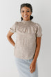'Phoebe' Smocked Neck Ditsy Floral Top in Beige