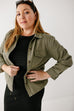 Plus 'Terrie' Button Down Cotton Shacket in Olive