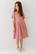 'Rosie' Girl Ribbed Knit Dress in Soft Pink