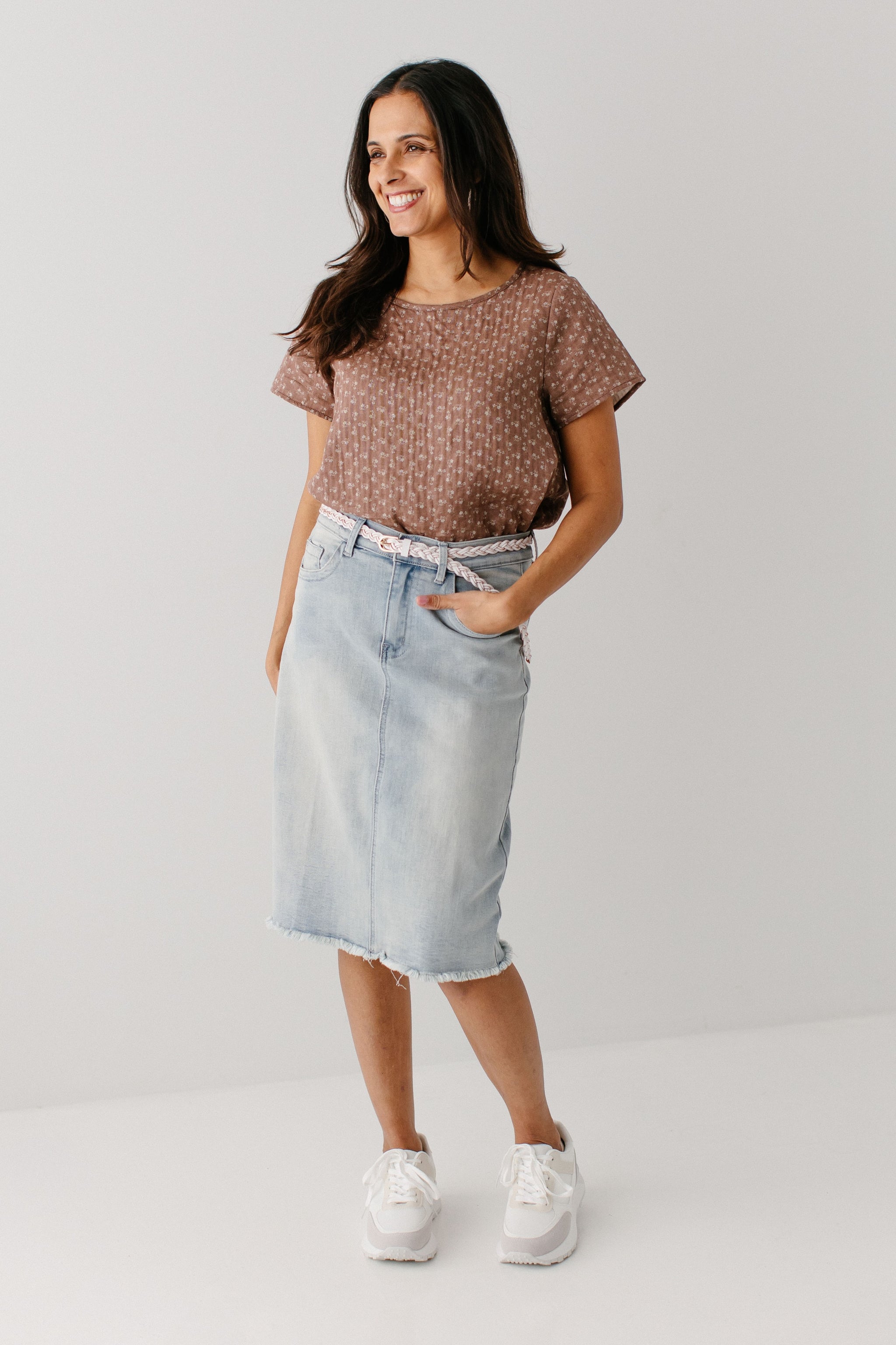 Jean skirt below knee best sale