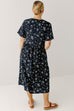 'Melanie' Button Down Floral Print Midi Dress in Navy