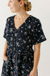 'Melanie' Button Down Floral Print Midi Dress in Navy