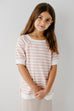 'Nova' Girl Striped Knit Raglan Top in Blush