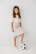 'Nova' Girl Striped Knit Raglan Top in Blush