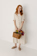 'Clarice' Linen Blend Button Down Dress in Oatmeal