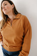 'Avery' French Terry Half Zip Sweater in Camel