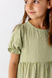 'Lyndee' Girl Gingham Button Back Dress in Sage