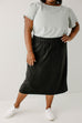 Plus 'Jenna' Cotton Midi Skirt in Black