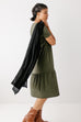 'Josie' Ribbed Tiered Midi Dress in Deep Olive