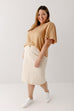'Christie' Flutter Sleeve V-Neck Top in Tan