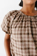 'Letitia' Boho Plaid Print Cotton Top in Mocha
