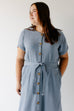 Plus 'Grace' Cotton Gauze Button Up Midi Dress in Periwinkle Blue