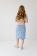 'Cassidy' Button Down Tie Waist Denim Skirt in Light Wash