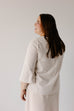 Plus 'Shelby' Flare Sleeve Striped Cotton Top in Beige