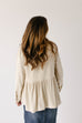 'Dawson' Peplum Collared Button Up Top in Taupe