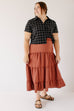 Plus 'Jacinta' Tiered Maxi Skirt in Auburn