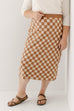 'Morgan' Checkered Print Sweater Skirt in Brown
