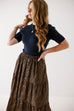 'Nadine' Scalloped Edge Sweater Top in Dark Navy