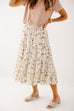 'Winnie' Floral Print Tiered Chiffon Midi Skirt in Ivory