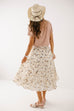 'Winnie' Floral Print Tiered Chiffon Midi Skirt in Ivory
