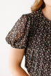 'Adelyn' Floral Print Pleated Top in Black