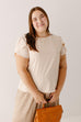 Plus 'Teresa' Ruffle Sleeve Top in Light Taupe