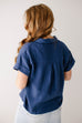 'Ashton' Button Down Cotton Gauze Top in Navy