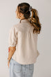 'Collins' Linen Blend Button Down Top in Taupe