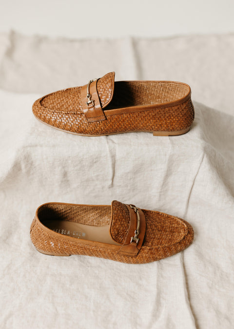 'Kingston' Woven Leather Loafers in Tan