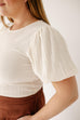 'Molly' Textured Puff Sleeve Top in Cream