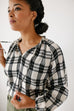 'Bronwyn' Plaid Print Cotton Blend Top in Black