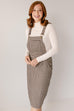 'Blaine' Plaid Print Overall Dress in Brown