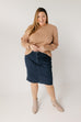 'Krista' Knee Length Denim Pencil Skirt in Dark Wash