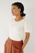 'Molly' Textured Puff Sleeve Top in Cream