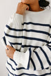 'Mira' Balloon Sleeve Stripe Sweater in Ivory