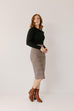 'Pippa' Pencil Skirt in Grey Plaid