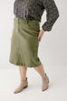 'Leah' Stretch Denim Skirt in Olive