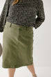 'Leah' Stretch Denim Skirt in Olive