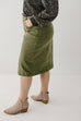 'Leah' Stretch Denim Skirt in Olive