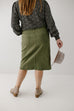 'Leah' Stretch Denim Skirt in Olive