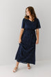 'Esther' Abstract Print Maxi Dress in Navy