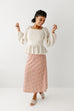 'Quinn' Floral Print Midi Slip Skirt in Rust