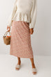 'Quinn' Floral Print Midi Slip Skirt in Rust