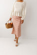 'Quinn' Floral Print Midi Slip Skirt in Rust