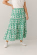 'Giselle' Kelly Green Floral Print Skirt in Ivory
